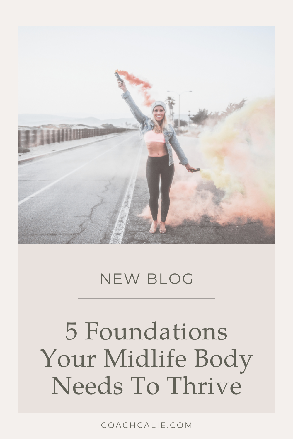 Text graphic with soft neutrals that reads “The Five Foundations of Hormone Health Every Woman Over 35 Should Know” with a focus on supporting your gut, blood sugar, nervous system, cycle, and mindset during perimenopause and midlife.